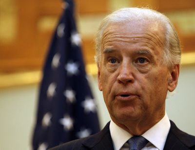 Vice President Joe Biden speaks in Baghdad on Saturday.  (Associated Press / Ap Pool)