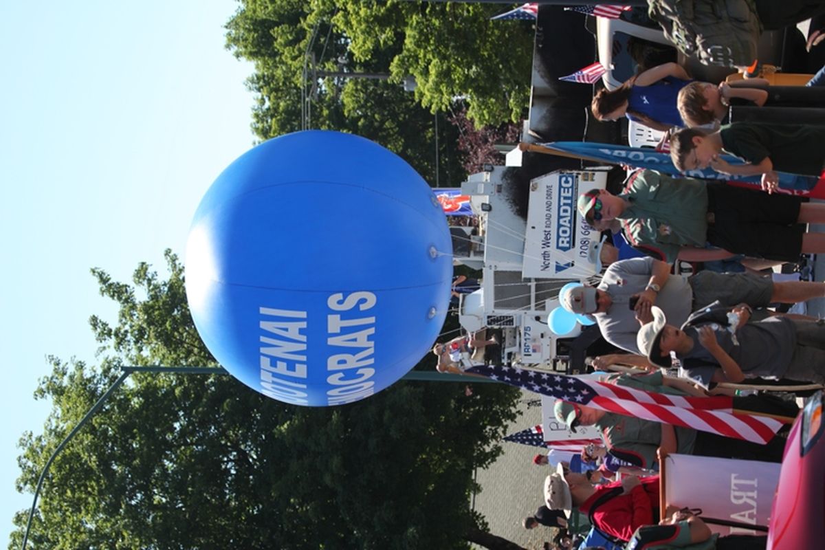 Kootenai County Democrats prepare to walk the route of the 2015 Coeur d'Alene 4th of July Parade (Duane Rasmussen)