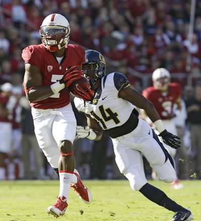 Stanford’s Ty Montgomery scored five touchdowns. (Associated Press)