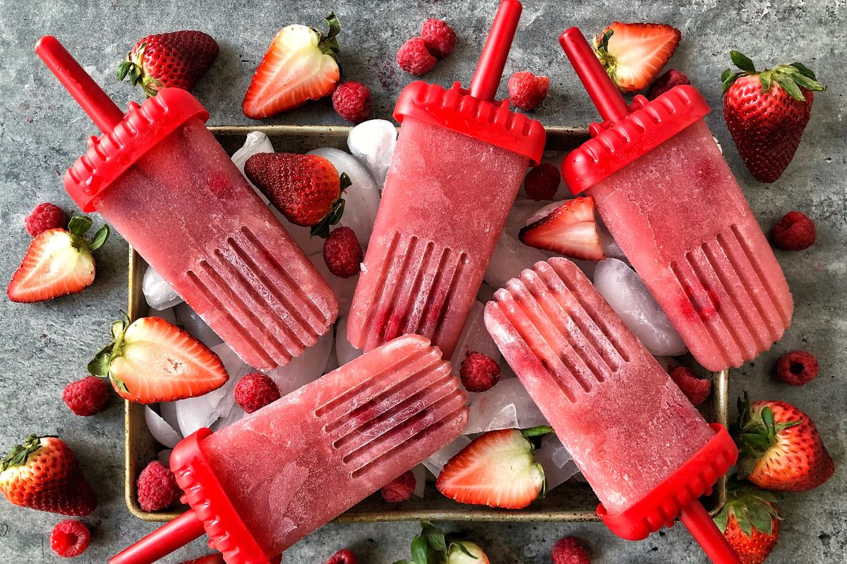 These rosé berry popsicles are refreshing, sweet and tart. (Audrey Alfaro / For The Spokesman-Review)