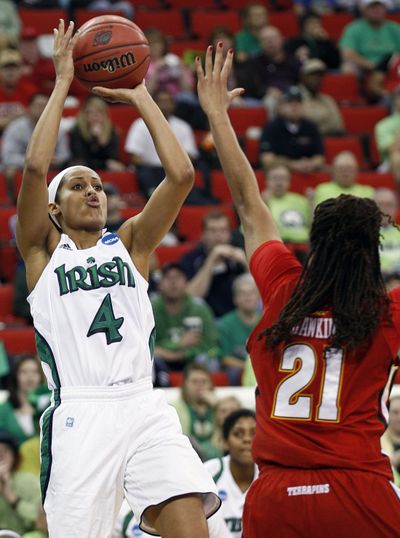 Skylar Diggins scored 22 points to lead Notre Dame into women’s Final Four. (Associated Press)