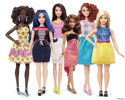 A group of new Barbie dolls were introduced this month by Mattel. The maker of the famous plastic doll  said it will start selling Barbie’s in three new body types: tall, curvy and petite. She’ll also come in seven skin tones, 22 eye colors and 24 hairstyles. (Mattel via AP)