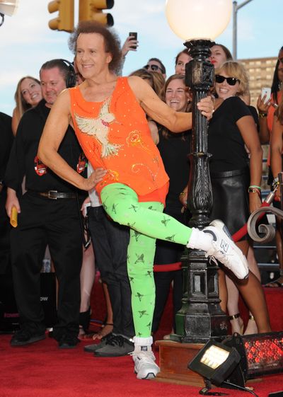 Fitness guru Richard Simmons arrives at the MTV Video Music Awards on Sunday, Aug. 25, 2013, at the Barclays Center in the Brooklyn borough of New York. (Scott Gries / File/Scott Gries/Invision/Associated Press)