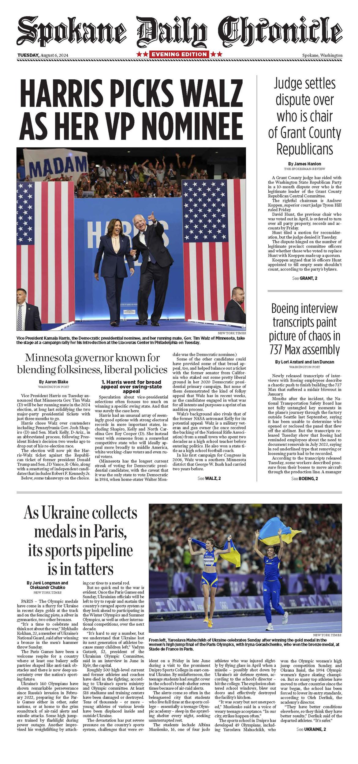 The Chronicle Front Page For Aug. 6, 2024 | The Spokesman-Review