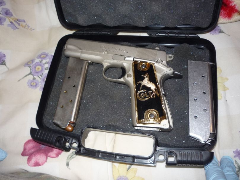 Investigators seized this gun during a drug raid in Quincy, Wash, last week. (Grant County Sheriff's Office)