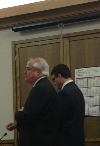 Former Shadle teacher Ryan M. Murphy (pictured right) stands next to his attorney, Richrad Bechtolt (pictured left). Murphy pleaded not-guilt to charges of sexual misconduct with a minor in Spokane County Superior Court Wednesday morning.  (Jennifer Pignolet)
