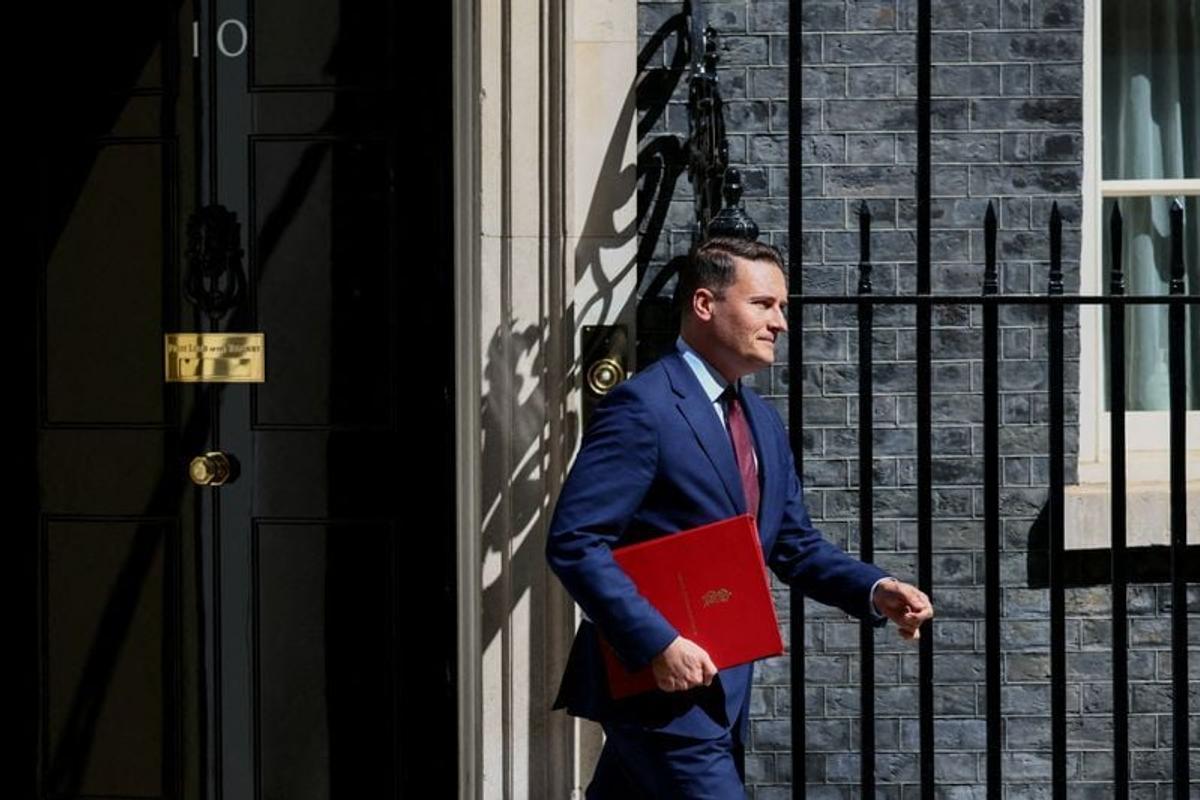 FILE PHOTO: British Health Secretary Wes Streeting walks after attending a cabinet meeting at Downing Street, the day before the State Opening of Parliament, in London, Britain, May 12, 2026.   (Jack Taylor/Reuters)
