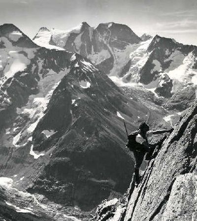 
Spokane Mountaineers have been to high places on a shoestring throughout the region and the world. This 1967 photo shows Neil McAvoy of Kellogg on one of the club's more ambitious weekend adventures with five climbers hiking 22 miles to scale seven Canadian Rockies peaks in 19 hours so they could be back to work on Monday morning.
 (Joe Collins / The Spokesman-Review archives)