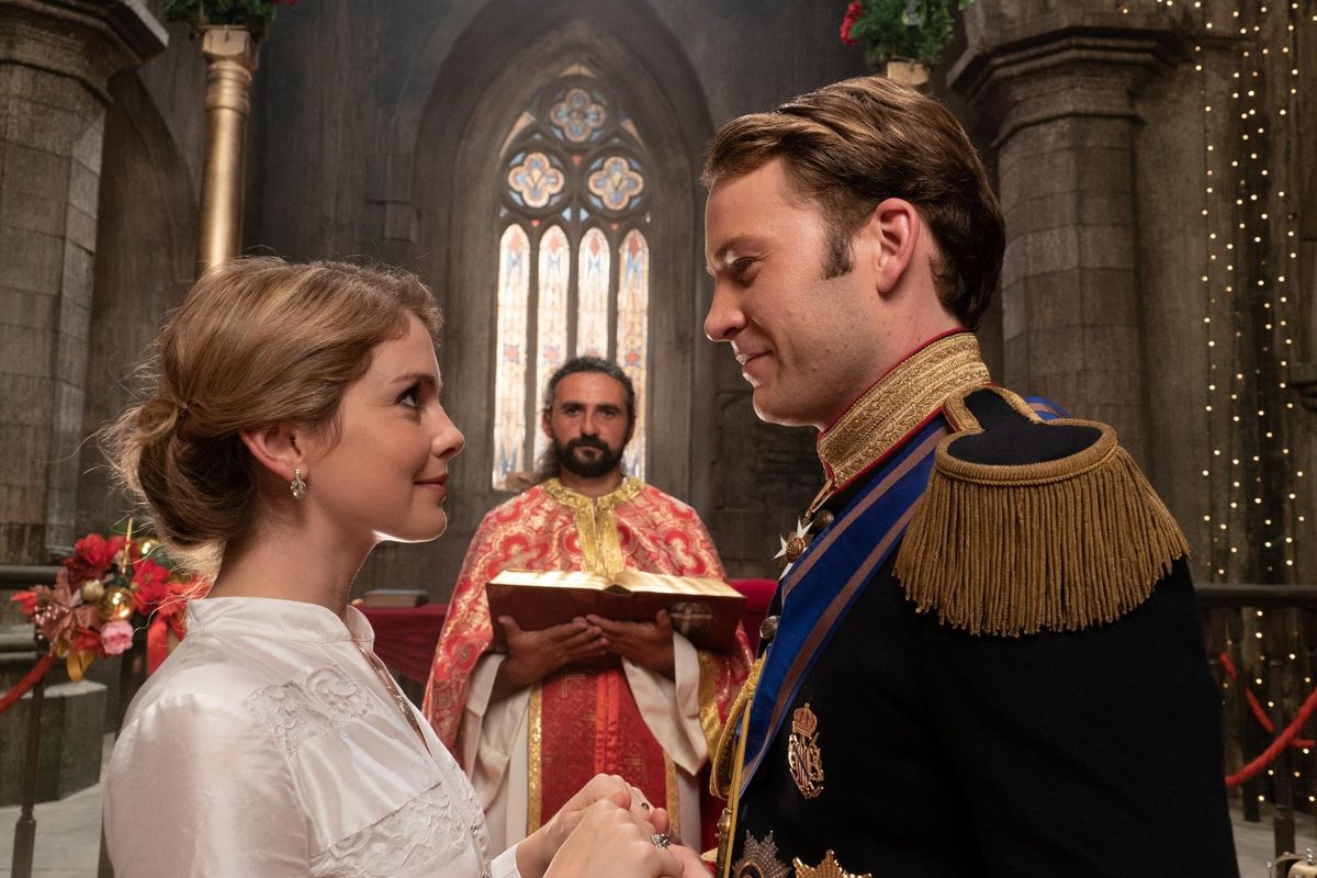 Rose McIver and Ben Lamb in “A Christmas Prince: The Royal Wedding.” (Netflix)