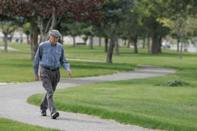 
Victor Rogers, 97, of Kennewick,  walks several miles most days and hopes to finish the 7.46-mile walk in under  2 hours, 20 minutes. Special to 
 (Photos by MOLLY VAN WAGNER Special to / The Spokesman-Review)