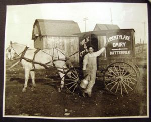 This Liberty Lake Dairy wagon  delivered milk to the Valley and Spokane. Photo circa 1910-1915. Courtesy Spokane Valley Heritage Museum (Courtesy Spokane Valley Heritage Museum)