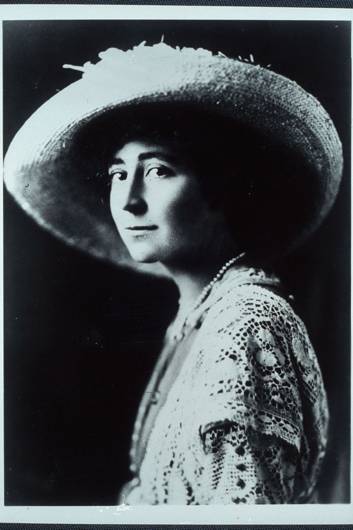 Jeannette Rankin wears a wide-brimmed hat.  (Courtesy)