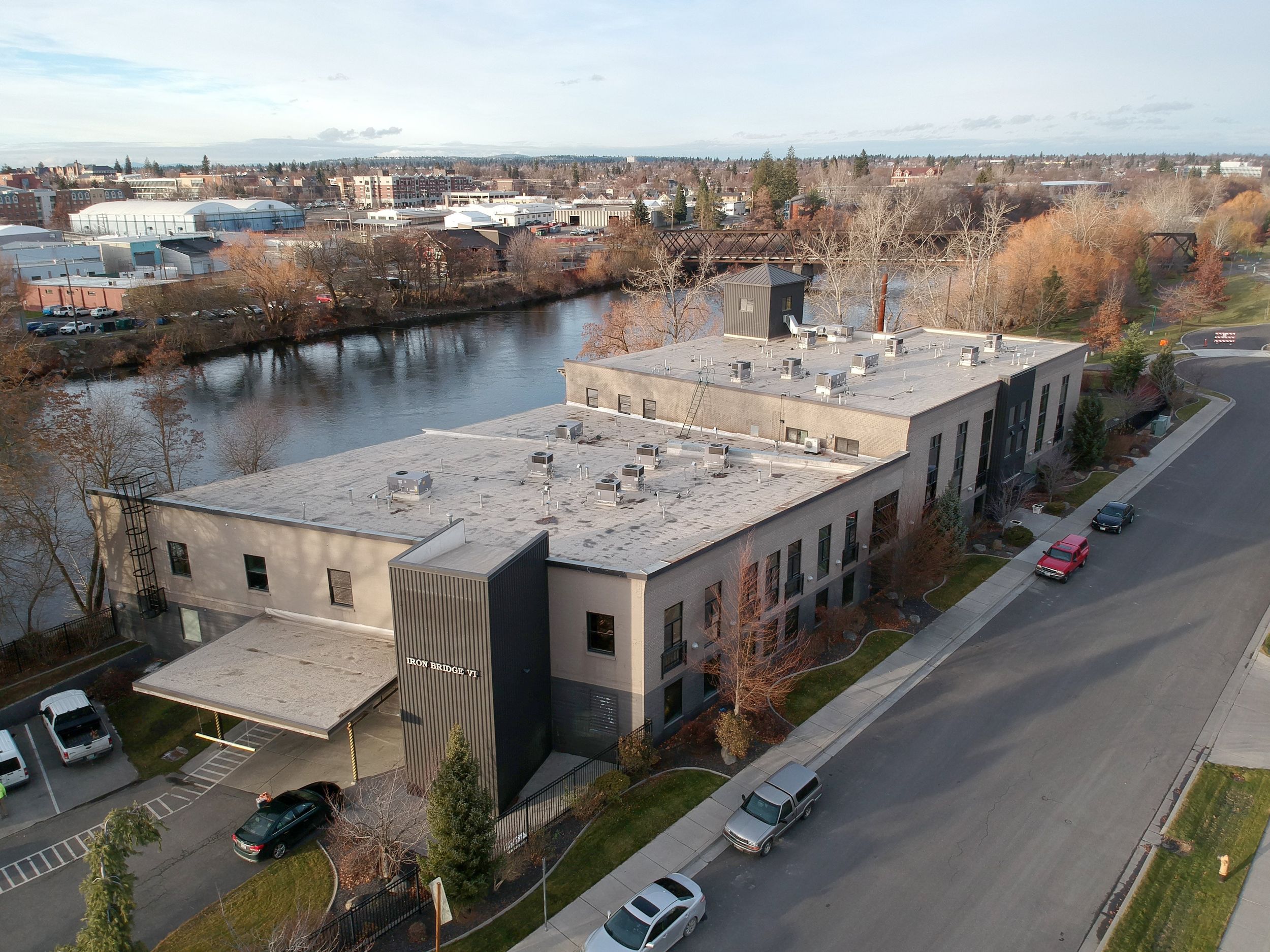 The recently-built Iron Bridge condominiums are shown on December 12 east of the Trent Bridge near Hamilton Street in Spokane. Developers say rules have hindered local condo developments.  (JESSE TINSLEY/The Spokesman-Review)