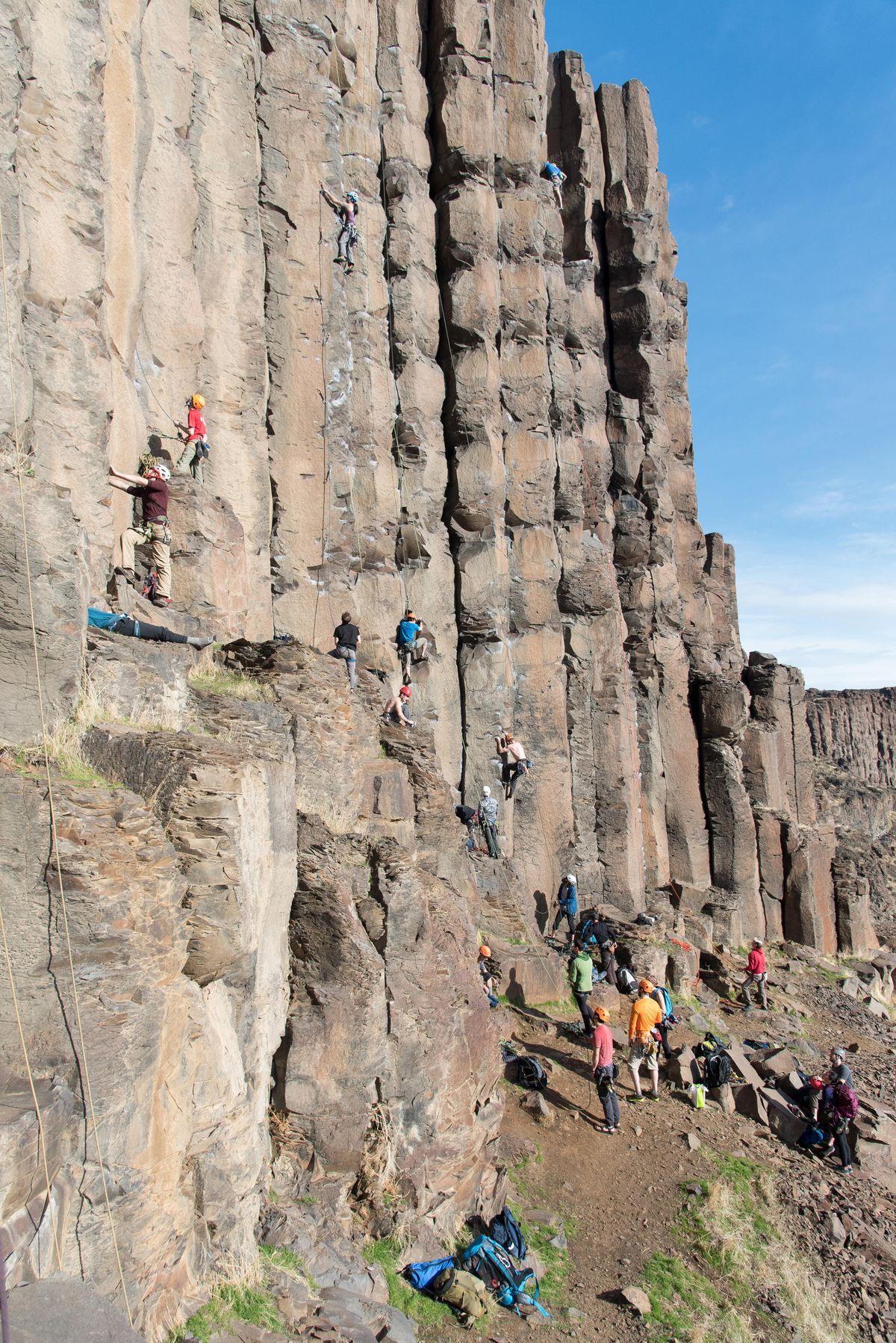 Climbers flock to Vantage, Washington, on Feb. 3, 2018. With spring more climbers will head outside, underscoring the importance of safety. (Eli Francovich / The Spokesman-Review)