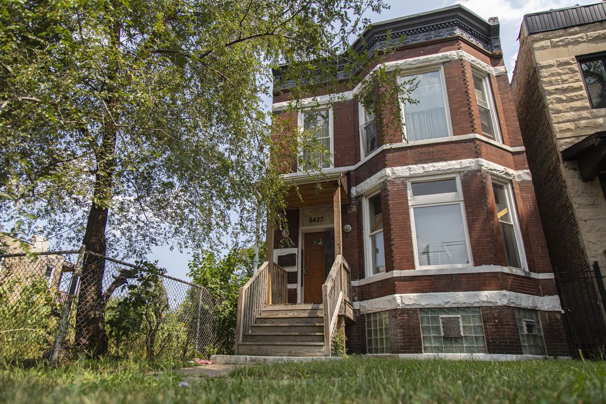 The former home of Emmett and Mamie Till at 6427 S St. Lawrence Avenue is in the West Woodlawn neighborhood of Chicago, Wednesday, Aug. 26, 2020. The Chicago home of Emmett Till, the Black teenager whose 1955 lynching galvanized the civil rights movement, has been granted landmark status. The Chicago City Council on Wednesday, Jan. 27, 2021, approved an ordinance that protects the South Side home from demolition.  (Anthony Vazquez)