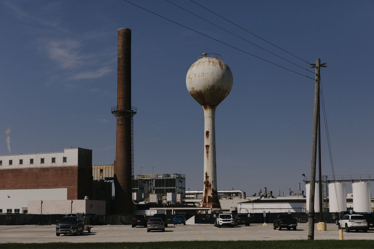 The Kokomo Transmission Plant is one of three Stellantis facilities in the city. (Madeleine Hordinski/For The Washington Post)