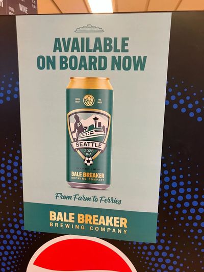A new beer from Bale Breaker Brewing Co. will be sold exclusively on board Washington State Ferries.  (Mike Reicher/Seattle Times)