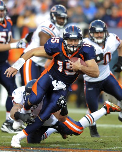Improbably, Tim Tebow led Denver to another come-from-behind win on Sunday. (Associated Press)