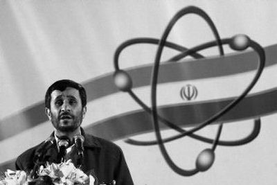 
Iranian President Mahmoud Ahmadinejad speaks at the Natanz nuclear enrichment facility on  Monday. 
 (Associated Press / The Spokesman-Review)