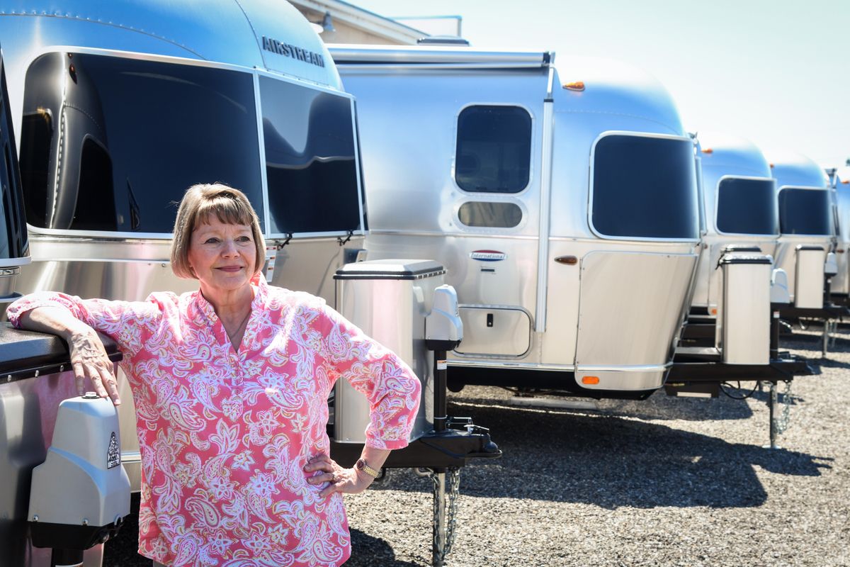 Karyn Dietz has a lineup of Airstreams at her dealership in Spokane Valley. Dan Pelle/THE SPOKESMAN-REVIEW (Dan Pelle / The Spokesman-Review)