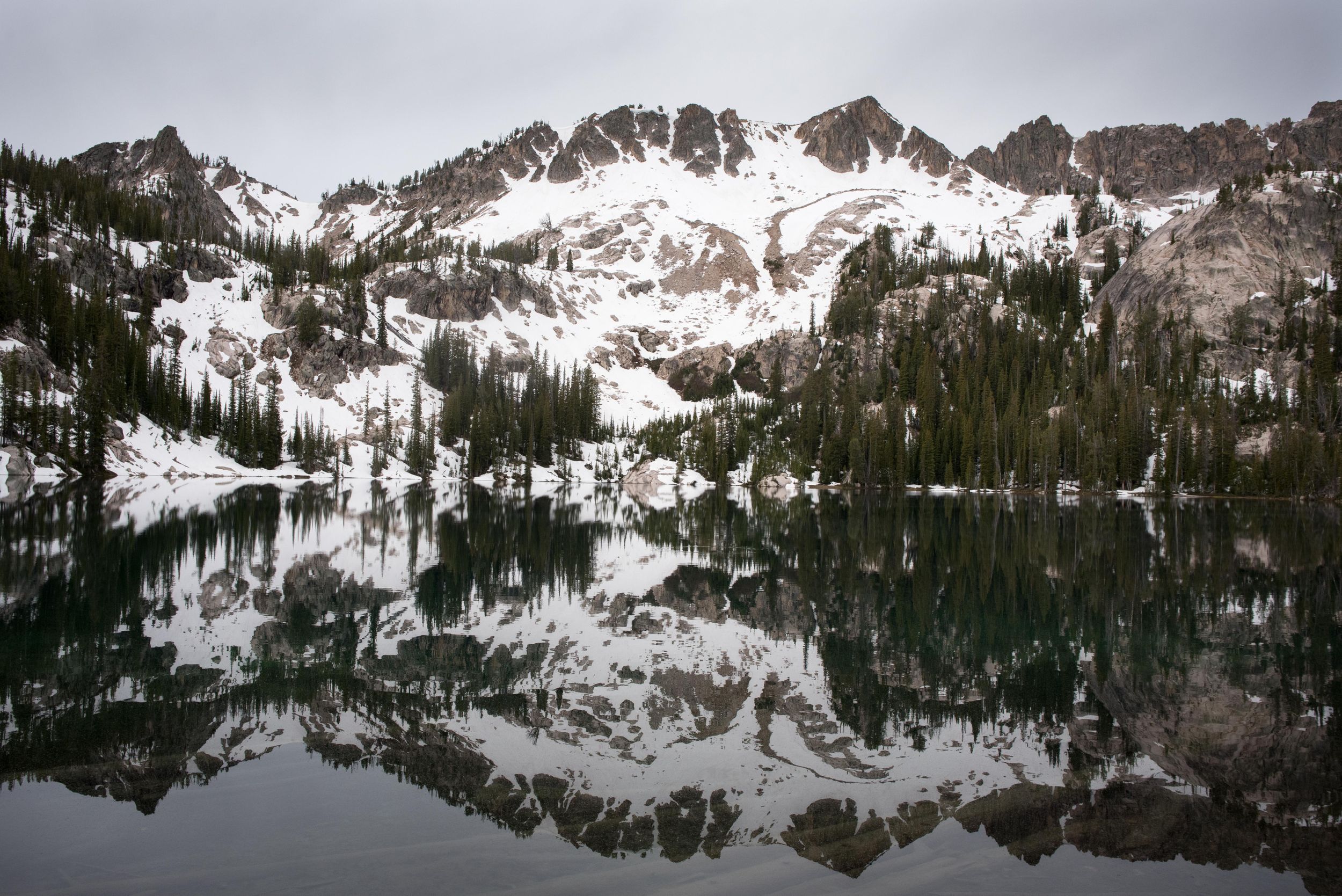 Alpine Lake and Alpine Peak, Sawtooth National Forest, wilderness