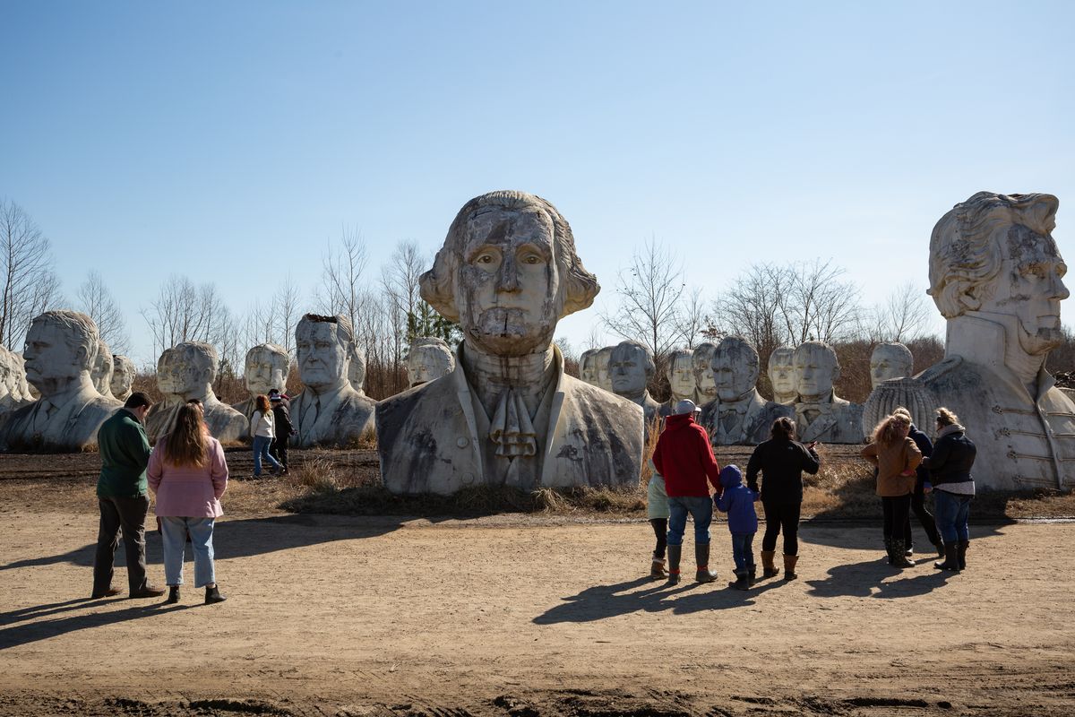 The busts were originally the centerpieces of a $10 million park that in 2010 went bankrupt after six years. (Maxwell Ives Posner/For The Washington Post)