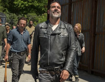 Jeffrey Dean Morgan as Negan, foreground, from the series, 