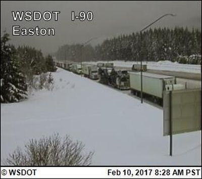 I-90 near Snoqualmie Pass Friday morning. (Courtesy of Washington State Department of Transportation)