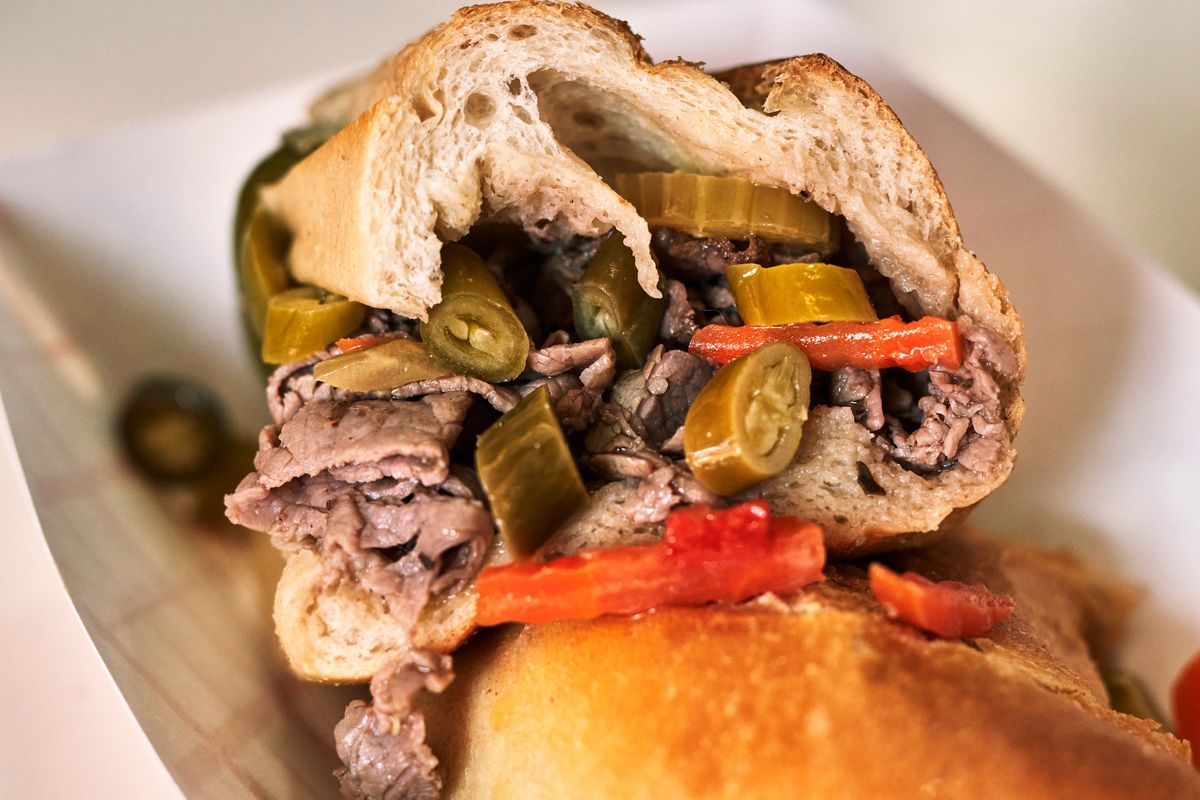 An Italian beef sandwich at Dog Day Afternoon in Brooklyn on Dec. 11. Since the release of “The Bear” on Hulu, sales of the classic Chicago sandwich have doubled in some shops.  (An Rong Xu/New York Times)