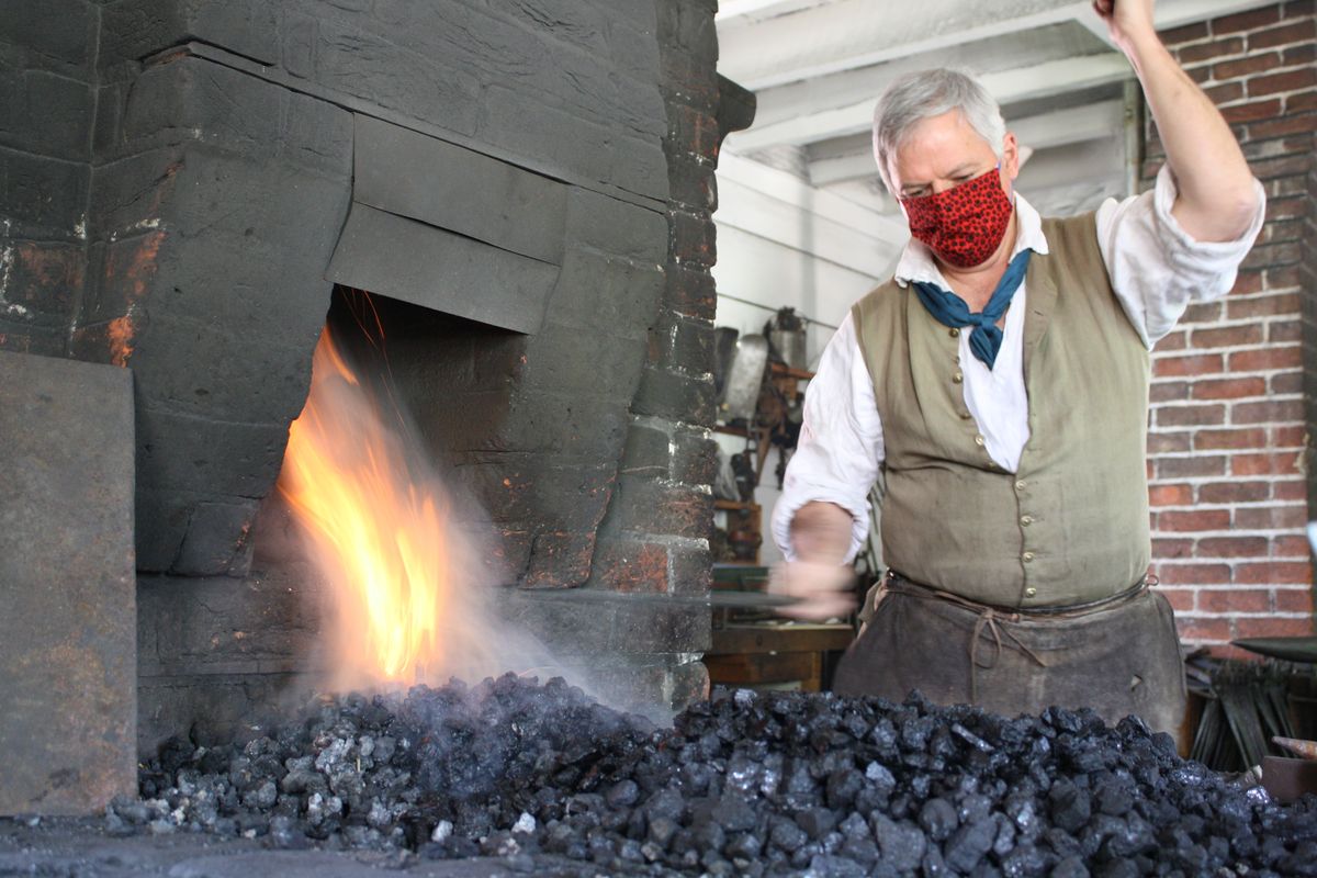 Master blacksmith Ken Schwartz at Colonial Williamsburg’s reopening in Williamsburg, Va.  (Colonial Williamsburg)