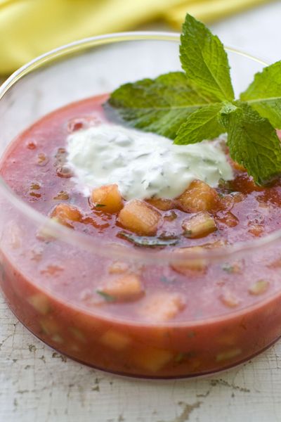 Cucumber Watermelon Gazpacho is a refreshing way to use summer produce. (Associated Press)