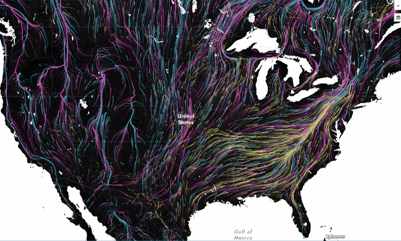 Migrations in Motion is an interactive map. (University of Washington)