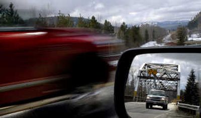 Trucks cross the Dover Bridge on Wednesday. About 5,000 cars traverse the bridge each day on U.S. Highway 2.
(Kathy Plonka / The Spokesman-Review)