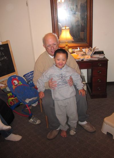 Harv Clark is pictured on Christmas Eve 2010 with his grandson, Kenner Clark.