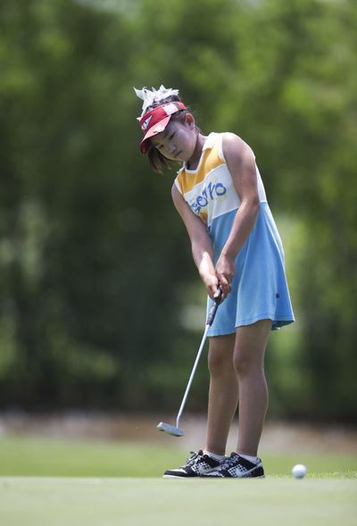 Lucy Li, the youngest player to qualify for the U.S. Women's Open, won her age division at last year’s Drive, Chip and Putt competition at Augusta National. (Associated Press)