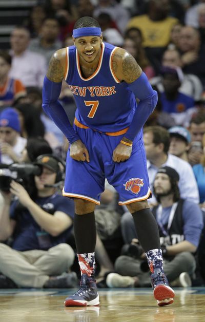 Carmelo Anthony of the New York Knicks said that recent events show that this is no time for complacency. (Chuck Burton / Associated Press)