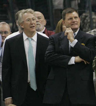 
Clayton Bennett, right, tried to distance himself from Aubrey McClendon, left. Associated Press
 (Associated Press / The Spokesman-Review)