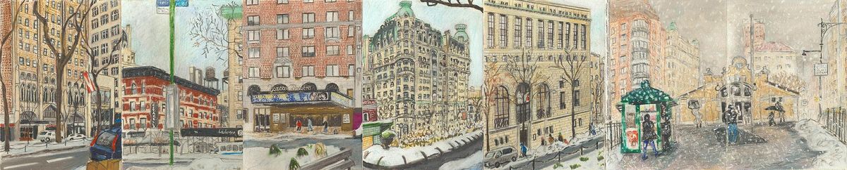 Elise Engler’s A Year on Broadway, 75th to 71st Street 2014-2015 gouache, graphite, color pencil on paper 6 x 29.75 (of 108) (Elise Engler)