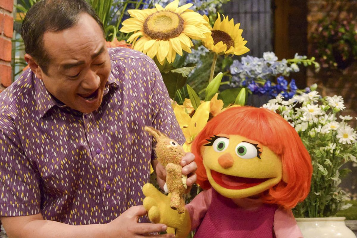 This image released by Sesame Workshop shows Julia, a new autistic muppet character debuting on the 47th Season of "Sesame Street," on April 10, 2017, on both PBS and HBO. (Zach Hyman / Sesame Workshop)
