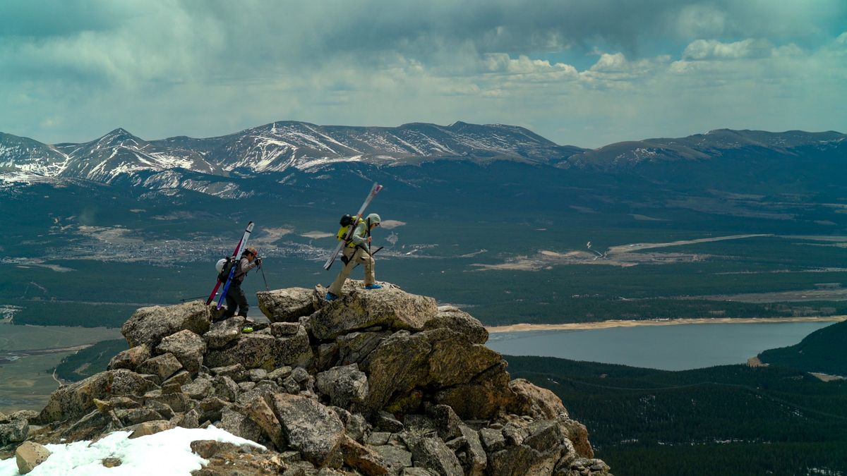 Professional skier and director Drew Peterson climbing a mountain in his film, “Feel It All,” that’s being shown in Sandpoint on Oct. 2, 2025. Photo submitted by Peterson. 
