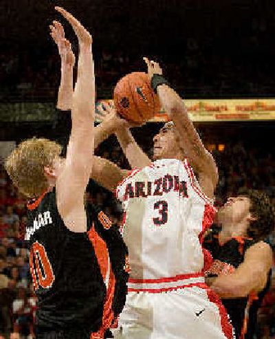 
Marcus Williams scored a career-high 27 points to lead Arizona to a victory over Oregon State.
 (Associated Press / The Spokesman-Review)