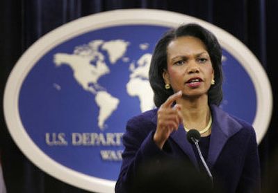 
Secretary of State Condoleezza Rice comments Tuesday in Washington, D.C., on the nuclear agreement with North Korea. 
 (Associated Press / The Spokesman-Review)