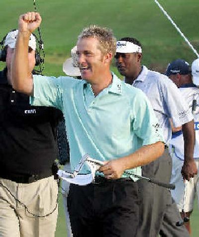 
Stuart Appleby enjoys his Mercedes Championships win. 
 (Associated Press / The Spokesman-Review)