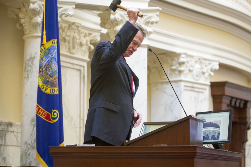Lt. Gov. Brad Little adjourns the Idaho Senate for the last time this year, as well as in his career as lieutenant governor. Little is running for Idaho governor. The Idaho Legislature adjourned late Wednesday, March 28, 2018. (AP/Idaho Statesman / Katherine Jones)