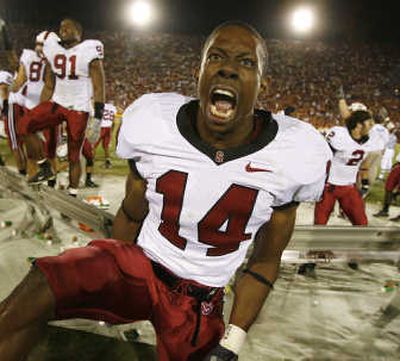 
Tim Sims and Stanford had a big reason to shout Saturday. Associated Press
 (Associated Press / The Spokesman-Review)