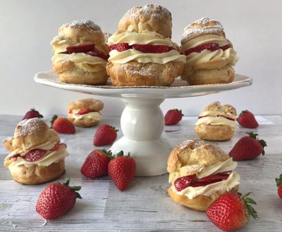 Use pâte á choux, the classic French dough, to make these cream puffs, then use a mix of heavy cream, milk and pudding for the filling. (Audrey Alfaro/For The Spokesman-Review)