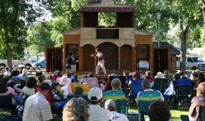 People in Fort Benton, Mont., watch the Shakespeare in the Parks theater company performance of 