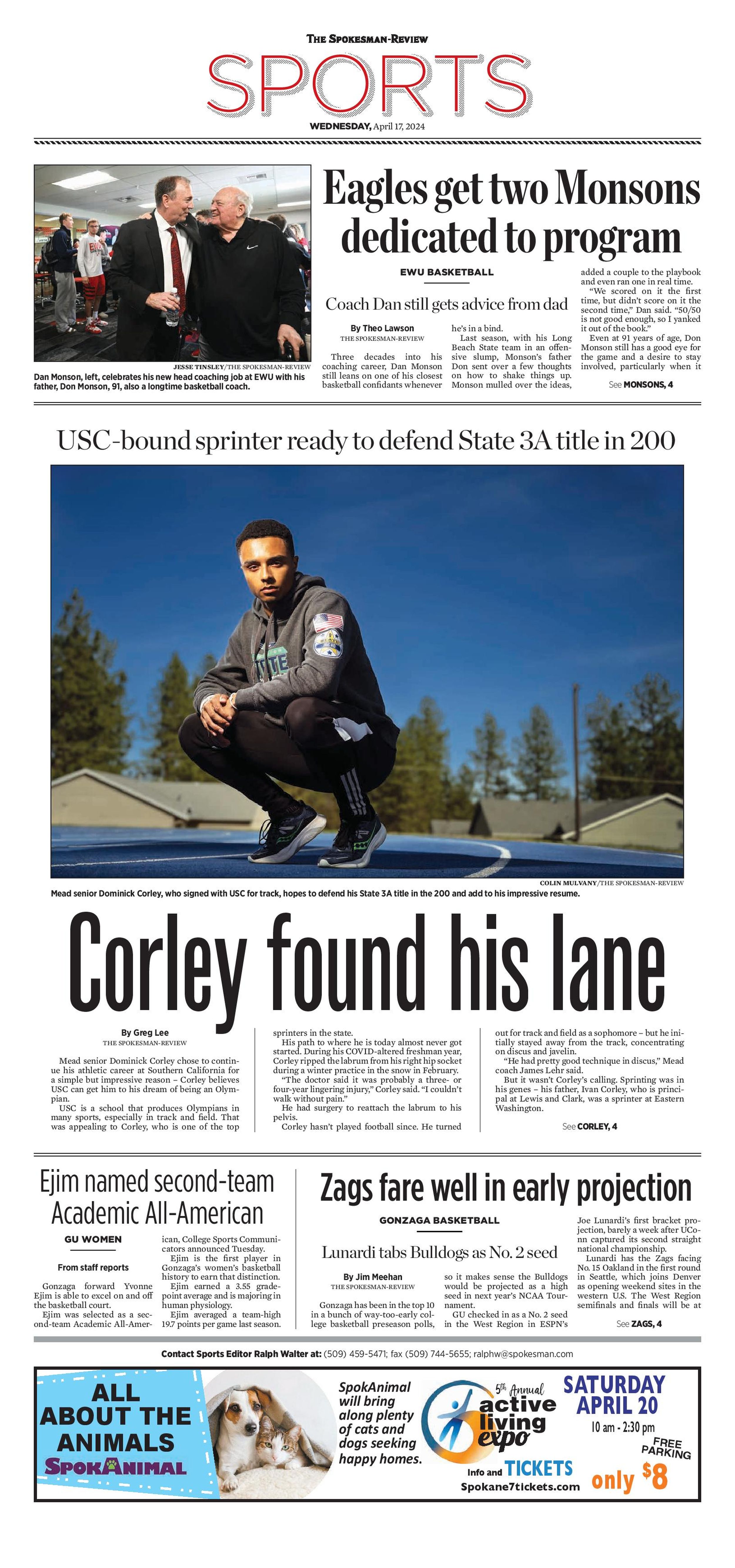 Sports Front Page for April 17, 2024 | The Spokesman-Review