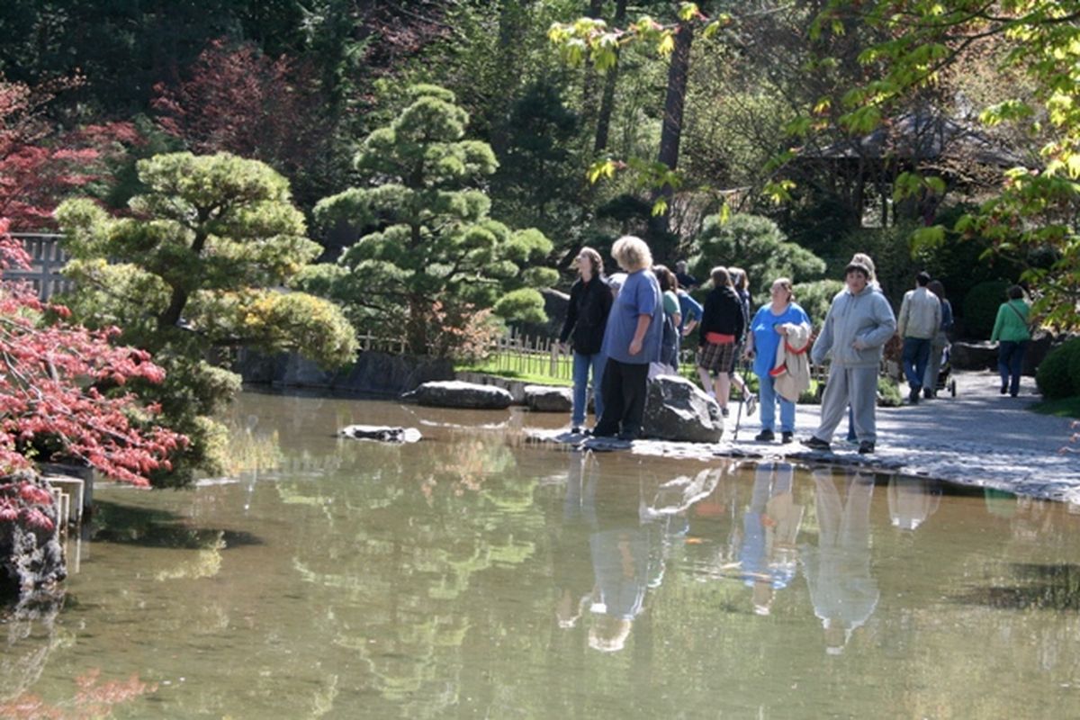 Students from Post Falls Middle School partnered with students in the education program at the University of Idaho to design a garden and related amenities at the school. Their research included a trip to Manito Park in Spokane.  (Megan Cooley / Down to Earth NW)