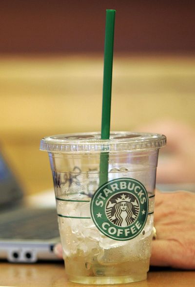 This 2008 file photo shows a Starbucks iced drink at a store in Seattle. (Ted S. Warren / Associated Press)